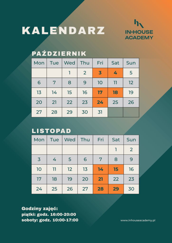 Kalendarz II edycji In-house Academy